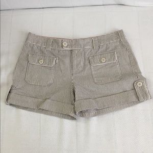 Cream and Denim Striped Ralf Lauren Polo Shorts